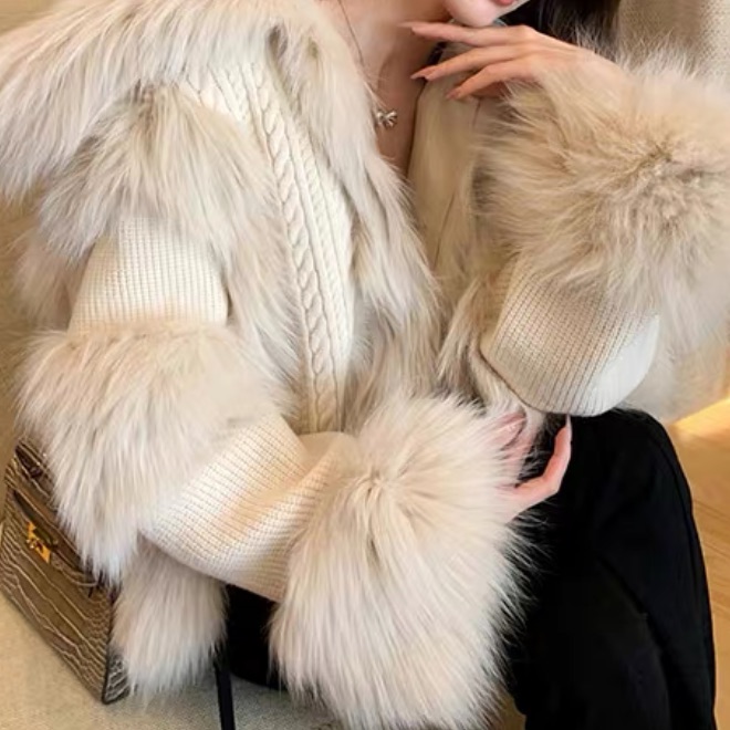 Vegan Fur Knit Cardigan Jacket